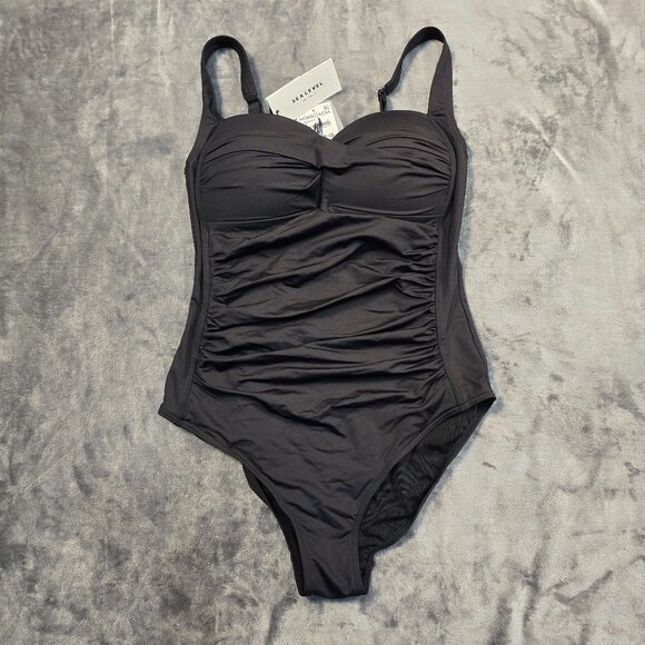 Sea Level Black Twist Front One Piece Swimsuit Women’s 8 Sustainable NWT - Picture 6 of 15